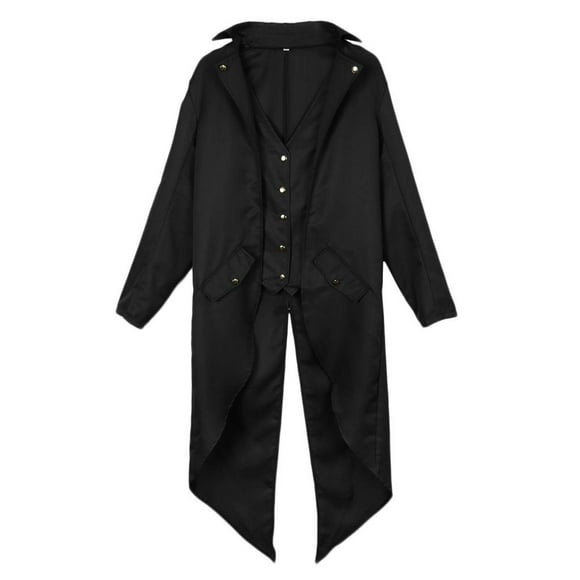 Men's Fashion Vintage Steampunk Tailcoat Jacket Victorian Frock Coat - Black, XL