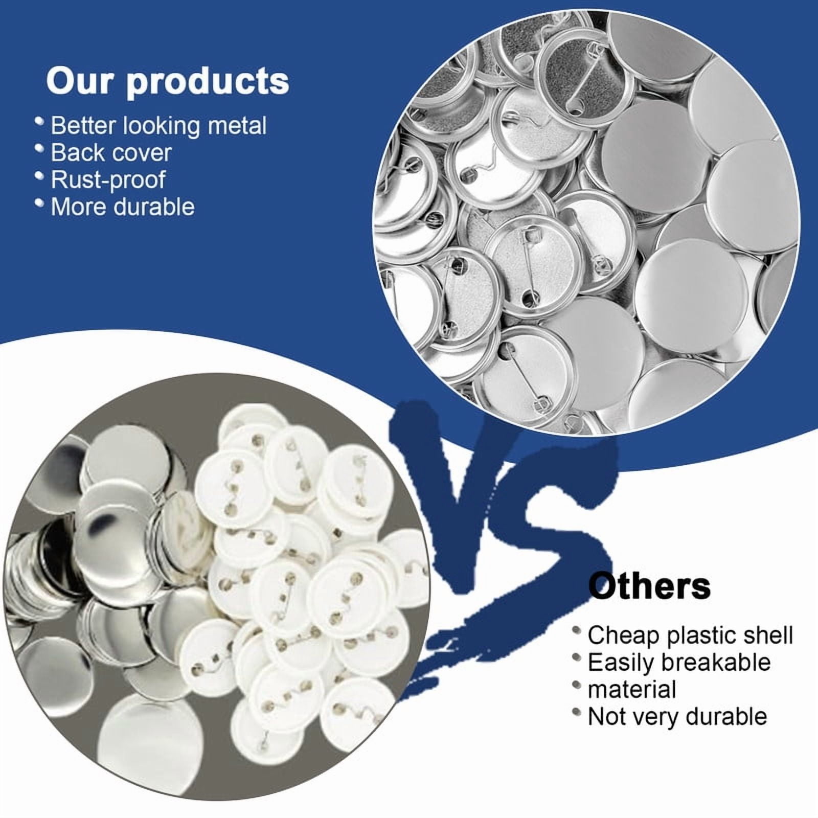 25MM Metal Blank Button Badge Parts with Blank Paper for Button Maker Machine Pin Maker Button Press, including 200PCS Metal Shell, 200PCS Metal Back Cover, 200PCS Transparent Film