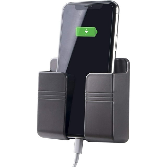 Adhesive Wall Mount Phone Holder Mobile Phone Charger Socket Pocket Multi-Purpose Phone Charging Dock Damage Free Storage Box