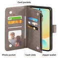 thumbnail image 5 of Compatible with Samsung Galaxy S24 FE 5G Wallet Phone Case and Tempered Glass Screen Protector Flower Faux Leather Flip Credit Card Holder Stand Zipper Cell Cover for S 24 EF S24FE 24S Women Grey, 5 of 8