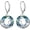 Blue, variant on Cat Earrings Sterling Silver Dangle Drop Leverback Earrings with Color-change Circle Crystal, Cat Jewelry Gifts for Cat Lovers