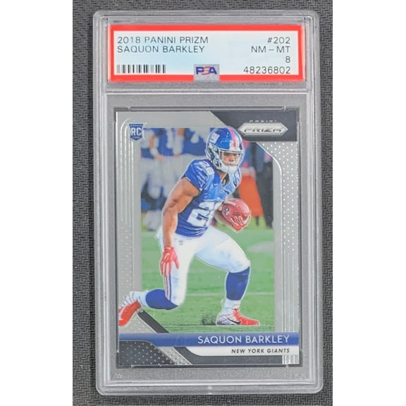 Saquon Barkley 2018 Panini Prizm Football Rookie Card #202 Graded PSA 8
