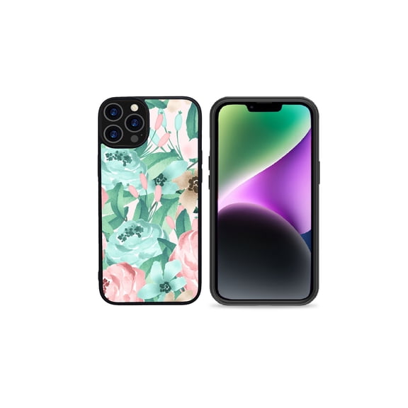 Phone Case for Apple iPhone 14 / iPhone 13 (6.1") Hybrid Print Design Vintage Pattern Fashion Rubber Hard PC TPU Shockproof Frame Cover [ WATERCOLOR FLORAL ]