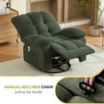 thumbnail image 6 of Sesslife Swivel Rocker Recliner with Massage and Heat for Adults, Manual Rocking Recliner Chair with Side Pockets and USB Port, Single Fabric Ergonomic Lounge Chair for Living Room Bedroom, Green, 6 of 11