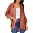 thumbnail image 2 of Oiangi Womens Long Sleeve Cardigans Cotton Linen Lightweight Button Coat Casual Loose Solid Open Front Tops for Fall Brown S, 2 of 5
