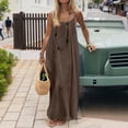 thumbnail image 6 of Fgvctg Women's Solid Color Backless Cami Dress Sleeveless Maxi Dress Casual Spaghetti Beach Long Dresses Plus Size Summer Long Sundress with Back Tie Fashion Clothes Brown 5XL, 6 of 7