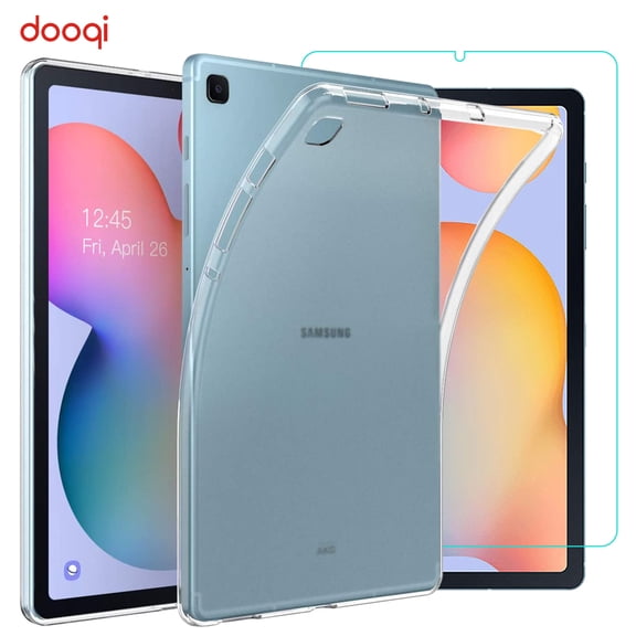 For Samsung Galaxy Tab S6 Lite Luxury​ Ultra Slim Air Cushion Bumper Shockproof TPU Clear Case Cover Tempered Glass Protector