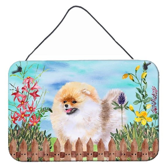 Carolines Treasures CK1244DS812 Pomeranian Spring Wall or Door Hanging Prints 8x12 multicolor