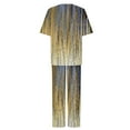 thumbnail image 5 of Atogsazn Summer Lounge Sets for Women Plain Short Sleeve Blouse Wide Leg Pants Cotton Linen 2 Piece Casual Beach Outfits Gold XXXXXL on Clearance, 5 of 6