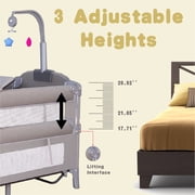 Unisex Nursery Center Portable Baby Play Yard Folding Playpen with Bassinet,Changing Table,Wheels,Elevated Mosquito Net for Newborn,Four-Panels