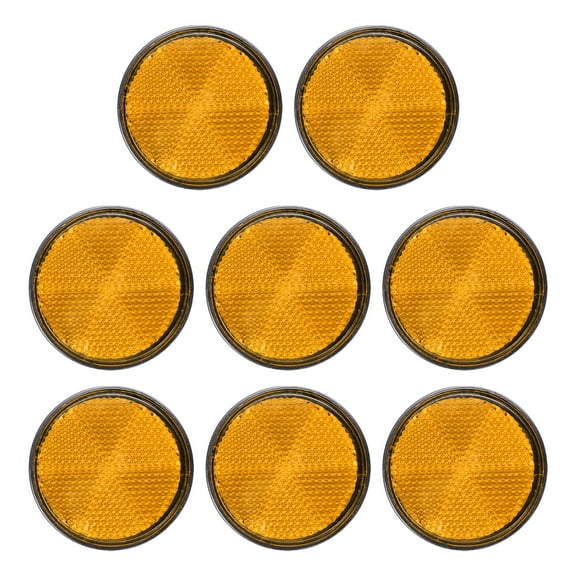Round Rear Reflectors, 8 Pcs Safety Reflective Warning Reflector Plastic Universal Motorcycle Reflector with M6 Screw Mount for Car Motorcycle Trailer Bike Bicycles Dirt, Yellow