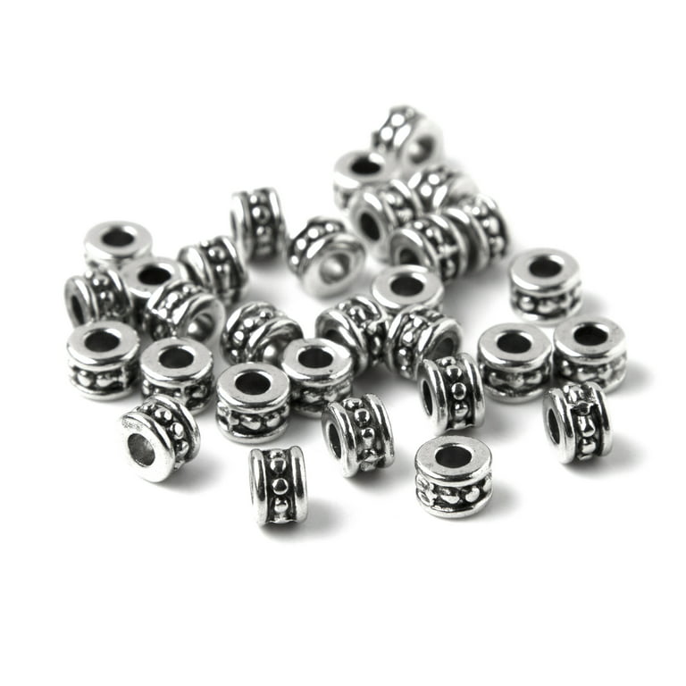 100pcs 6mm (0.24 inch) Silver Pumpkin Corrugated Loose Round Metal Spacer Beads for Jewelry Craft Making CF92-6