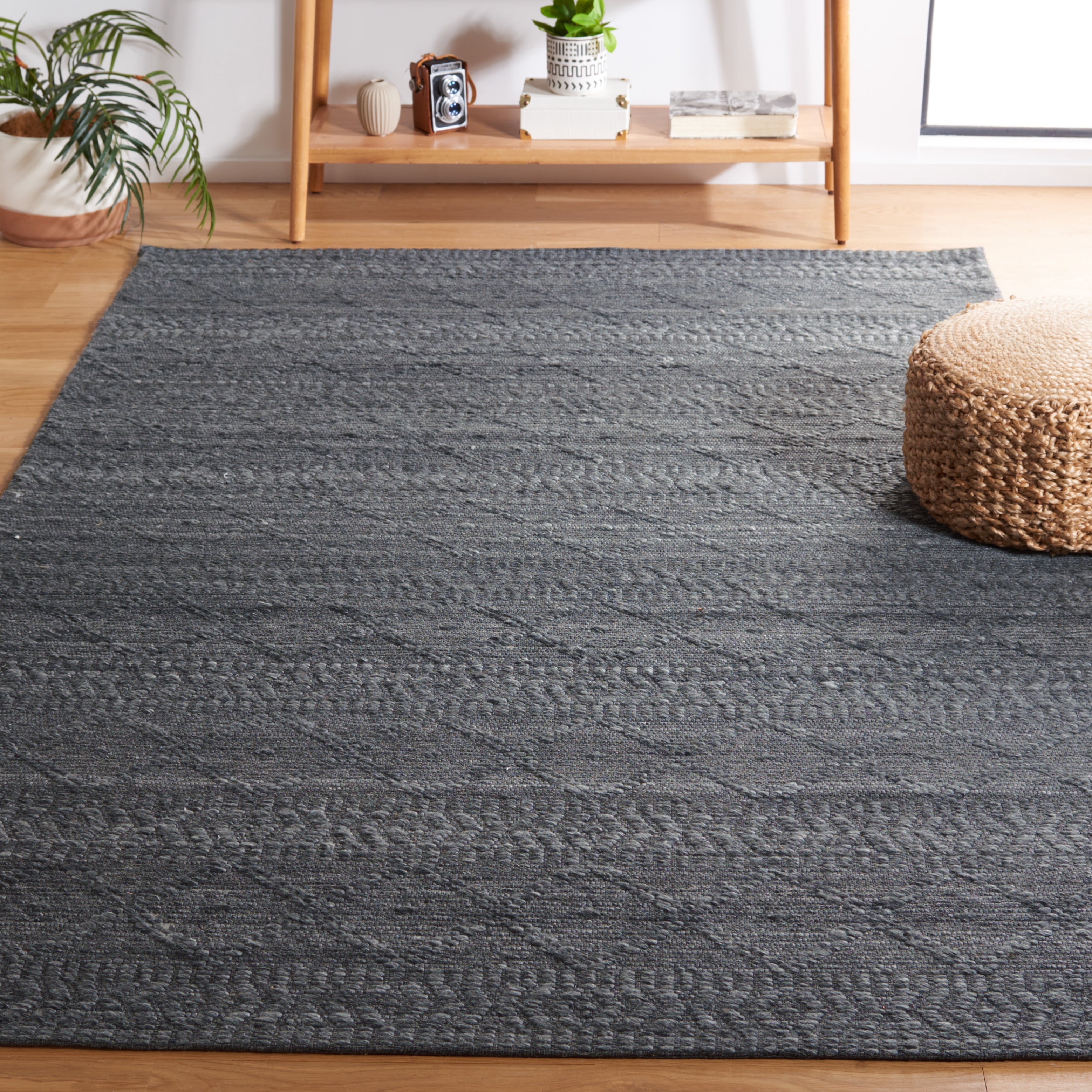 SAFAVIEH Marbella Devereux Striped Area Rug, Grey, 6' x 6' Square