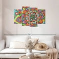 thumbnail image 2 of Elephant Stock Happy Organic Mandala Wall Art - Horizontal Multi Panel Canvas - Living Room Wall Decor - Decor Elements Multi Panel - Red And Green Decor By Hello Angel - 43" x 27", 2 of 4