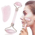 thumbnail image 1 of 2PIC Natural Jade Facial Massager Roller Scraping Guasha Board Face Lifting Use Beauty Devices, 1 of 5