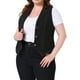 thumbnail image 4 of Chaleco de mezclilla sin mangas para mujer GRACE & GRANDEUR de talla grande, chaleco casual de jean 3X negro, 4 of 6