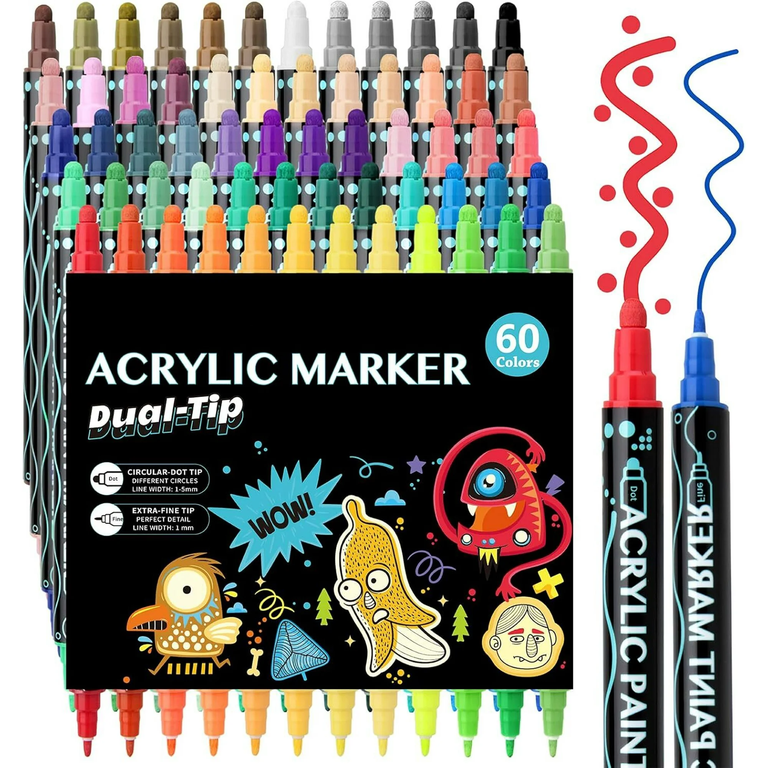 ANUNU Acrylic Paint Markers, 60 Colors Dual Tip photo 7