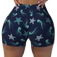 thumbnail image 2 of Sikiie Ice Blue Starfish and Jellyfish Workout Shorts Women Scrunch Butt Gym Shorts Seamless High Waist Tummy Control Yoga Biker Athletic Shorts-X-Large, 2 of 8