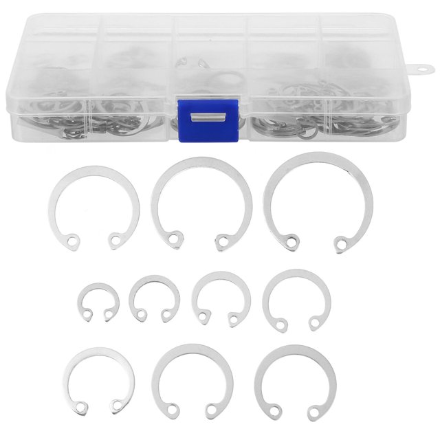 AURARMLET Assortiment de Bagues à Pression 150 Pcs Bagues de Retenue en Acier Inoxydable 304 Antirouille pour Pièces de Machine