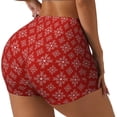 thumbnail image 1 of Kdxio Shorts Imprimés Flocons de Neige Rouges et Blancs pour Femmes Contrôle du Ventre Haute Exercice Entraînement Lissage des Fesses Shorts pour Femmes-Moyen, 1 of 8