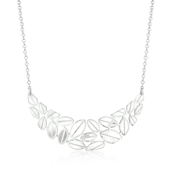 Ross-Simons Italian Sterling Silver Leaf Bib Necklace, Women's, Adult