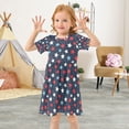 thumbnail image 3 of FORMRS Girls Short Sleeve Dress Summer Casual Round Neck A-line Beach Sundress, Sizes 2T-8T, Red White Stars, 3 of 8