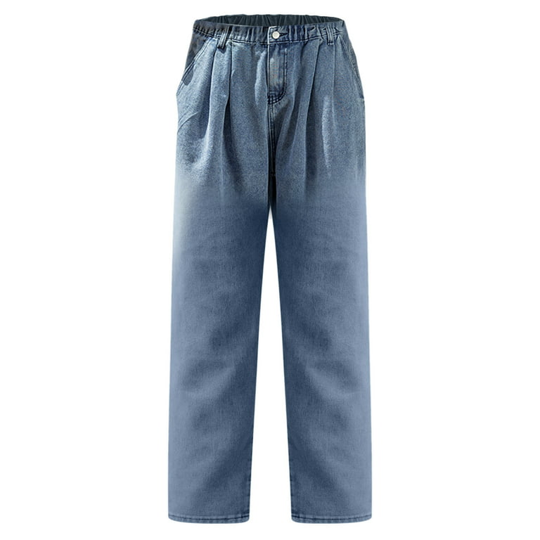 adviicd Men Pants For Hot Weather Men Jeans Men's Relaxed Fit Classic Jeans  - Loose Fashion Baggy Comfort Plain Pants Blue Medium