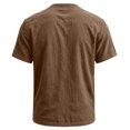 thumbnail image 6 of Men's Short Sleeve Linen Button Down Shirts Collarless V-Neck Untucked Casual Summer Old Money Tops, L, 6 of 8