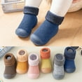 thumbnail image 4 of Baby Sock First Walking Shoes Boys Girls Non-Slip Warm Fleece Indoor Slippers Soft Toddler Sneakers, 4 of 5