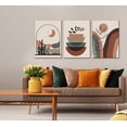 thumbnail image 2 of 3 Pcs Mid-Century Modern Boho Canvas Wall Art Neutral Abstract Bohemia Geometric Moon Sun Desert Plant Pictures Wall Decor Poster Print Artwork for Living Room Office Bedroom Home Decoration Und, 2 of 7