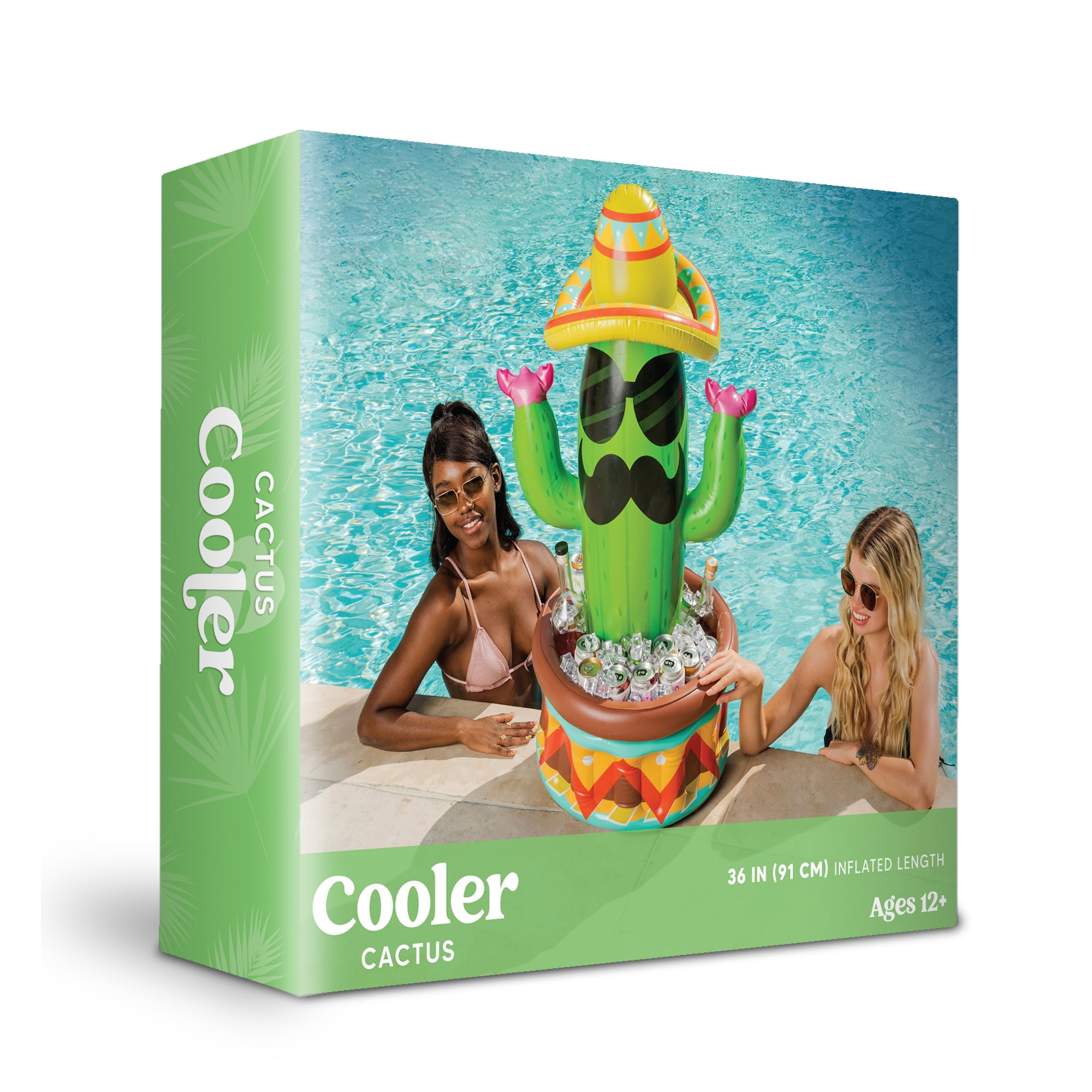 Joyfy 36" Inflatable Cactus Cooler with Sombrero Hat for Fiesta, Pool Party Decoration, Cinco de Mayo Party Supplies
