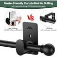 thumbnail image 3 of Curtain Rods No Drilling for Windows 30 to 90 Inches,5/8 Inch Diameter No Drill Curtain Rod Set with 3M Adhesive Brackets, Black, 3 of 7