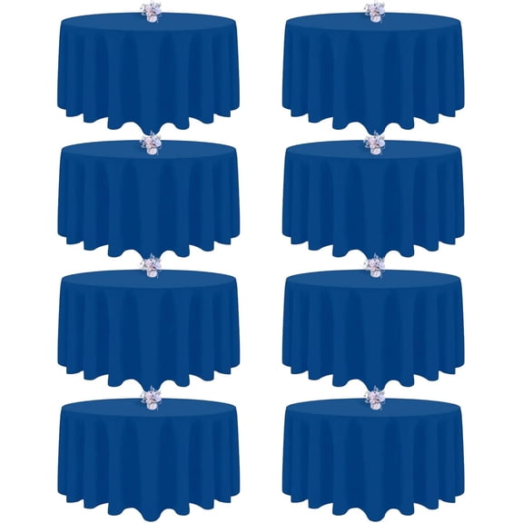 8 Pack Royal Blue Round Tablecloth 90 Inch Round Table Cloth, Wrinkle Resistant and Washable Tablecloth Polyester Fabric Table Cloth Round Cover for Dining Wedding Banquet Party