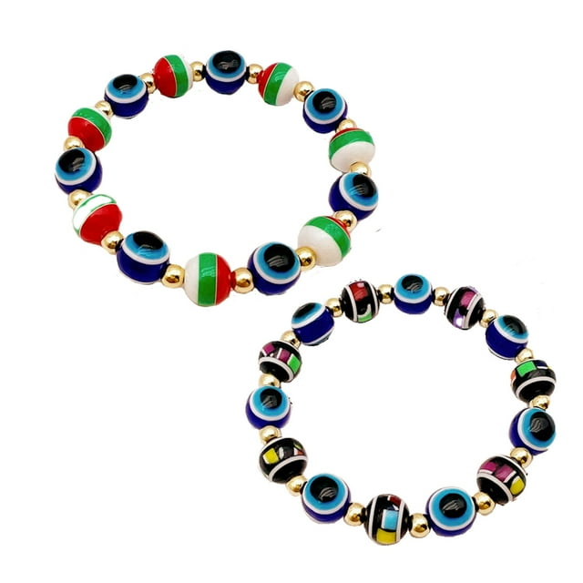 Pulseras navideñas con cuentas de mal de ojo para protección y bendición