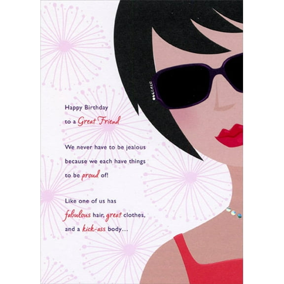 Designer Greetings One of Us Has Fabulous Hair, Great Clothes Funny : Humorous Feminine Friend Birthday Card for Her : Woman : Women