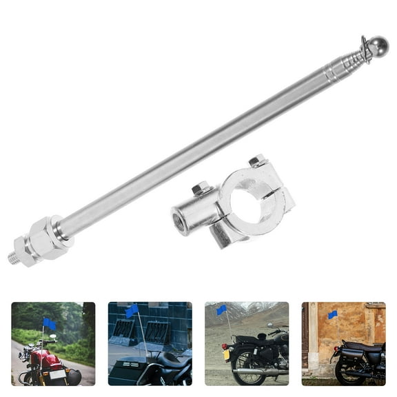 MIPCASE Adjustable Silver Flag Pole for Motorcycle and Bicycle with Easy Install Handlebar Mount