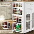 thumbnail image 6 of Homfa 43.3" Portable Kitchen Island Cart with Drop Leaf, 3-Doors 2-Drawers Wood Rolling Storage Cart with Spice Rack and Lockable Wheels, 6 of 7