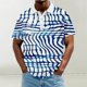 thumbnail image 1 of Blusa y camisa de manga corta con cuello vuelto para hombre, informal, holgada, a la moda, con botones estampados, blusa de manga corta con cuello vuelto para hombre, top de poliéster para hombre, 1 of 5