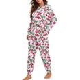 thumbnail image 2 of SCRAWLGOD Cherry Women's Pjs Long Sleeve Pajama Set for Women Pj Fall Trendy Clothes Drawstring 2 Piece Lounge Size X-Large Breathable Women Nightwear, 2 of 7
