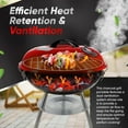 thumbnail image 3 of 14-inch Portable Barbecue Grill with 3-Point Locking Lid for Heat Preservation – Dual Venting System – Small Charcoal Grill for Backyard, Camping, Boat, 3 of 8