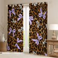 thumbnail image 2 of Manfei Purple Ribbon Bow Tie Curtains Pack of 2 (42x84 Each) for Girls Female,Kids Teens Vintage Leopard Print Curtains Blackout,Lightweight Room Decor, 2 of 6