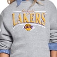 thumbnail image 3 of Women's Starter Gray Los Angeles Lakers Arch Stripe Fleece Crewneck Sweatshirt, 3 of 3