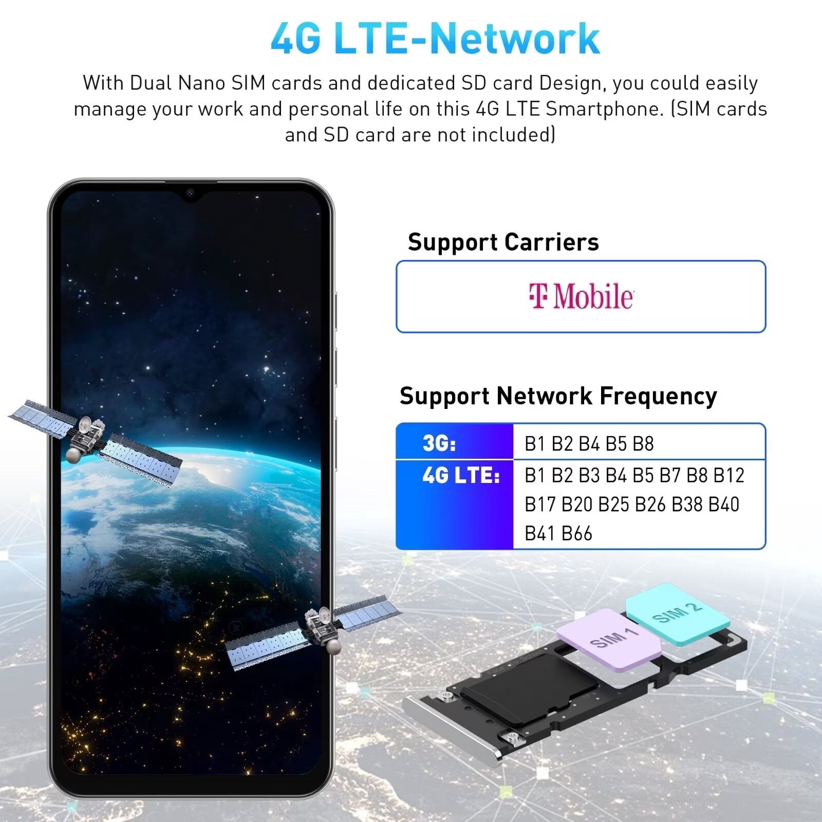 XGODY V50 4G T-Mobile Unlocked Cell Phones, 64GB Smartphones, 4500mAh Android Phone,Long Battery Life, Blue