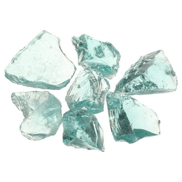 Uxcell Fire Glass for Fire Pit, 3-5cm(1-1/5" to 2") High Luster Reflective Glass Rocks, Light Blue