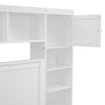 thumbnail image 6 of MODERNLUXE Queen Size Bed Frame with Trundle,Solid Wood Platform Bed with 10 Shelves,2 Storage Drawers,4 Cabinets,Charging Station and Bookcase Headboard,No Box Spring Needed/Noise Free,White, 6 of 7