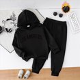 thumbnail image 2 of Gibobby Toddler Boy Clothes Fall Winter Outfits Back to School Outfit Long Sleeve Patchwork Sweatshirt Pants Set For 2T 3T 4T 5T 6T 7T Boys(5-6 Years,Black), 2 of 5