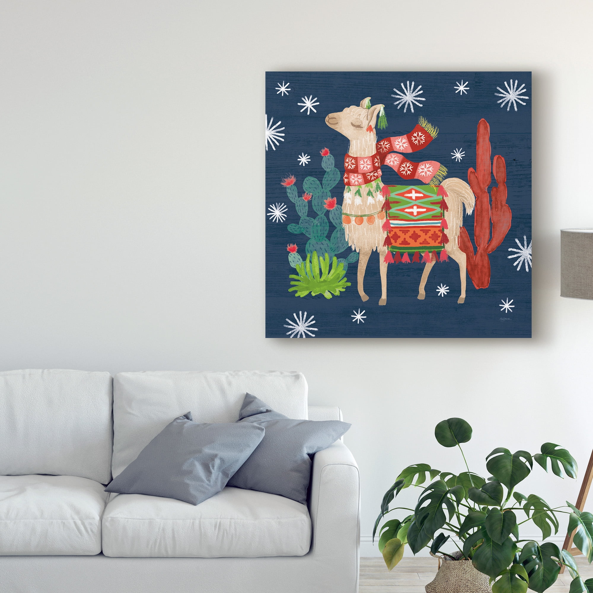 Trademark Fine Art 'Lovely Llamas IV Christmas' Canvas Art by Mary Urban