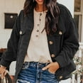 thumbnail image 4 of Women's Casual Lapel Loose Button Down Long Sleeve Corduroy Jacket with Pockets, 4 of 9