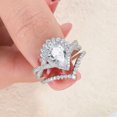 thumbnail image 4 of Newshe Jewellery Pear Cut Wedding Ring Set with Curved Band Wedding Rings for Women Sterling Silver AAAAA Cz Size 6, 4 of 8