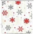 thumbnail image 3 of Christmas Snowflake Shower Curtain, Winter Snowflakes Holiday Red Grey Shower Curtains for Bathroom, Xmas Decor Durable Fabric Set with Hooks, 72X72in, 3 of 5